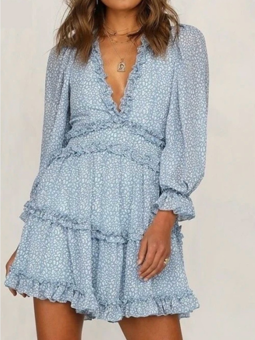Saints + Secrets - Issy Ruffle Wrap Mini Dress - Large